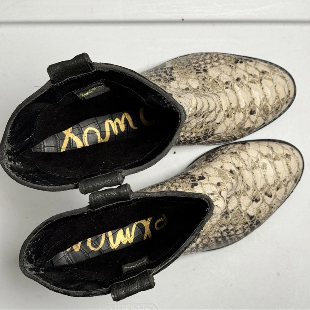 Sam Edelman Snakeskin Print Ankle Boots‎ Western Cowgirl Boho Rodeo Concert 6.5M - Picture 7 of 9